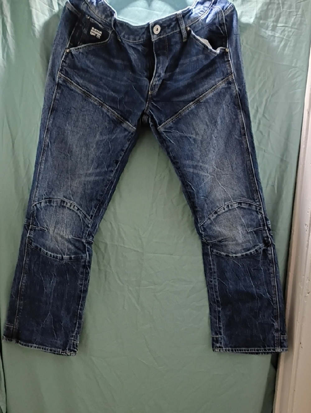 G-Star Men's Dark Blue Washed Straight Jeans